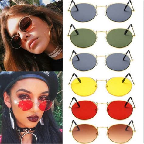 oval sunglasses ellipse frame vintage glasses trendy fashion retro shades driver goggles car