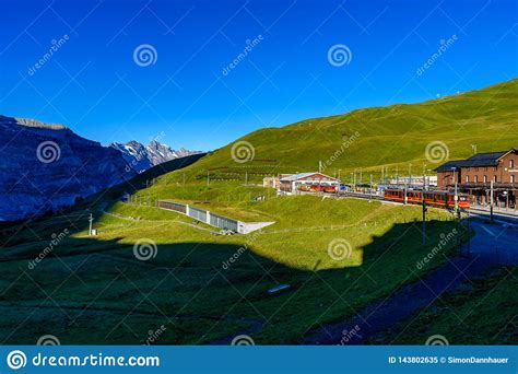 Famous Train Between Grindelwald And The Jungfraujoch Station Railway