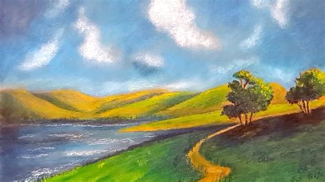 Painting With Water Soluble Oil Pastels 🎨landscape Youtube
