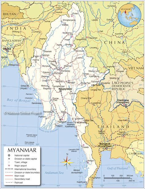 Small Map Of Myanmar Burma Nations Online Project