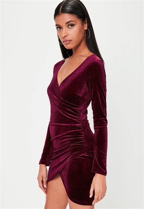 Purple Velvet Wrap Dress Missguided High Fashion Street Style
