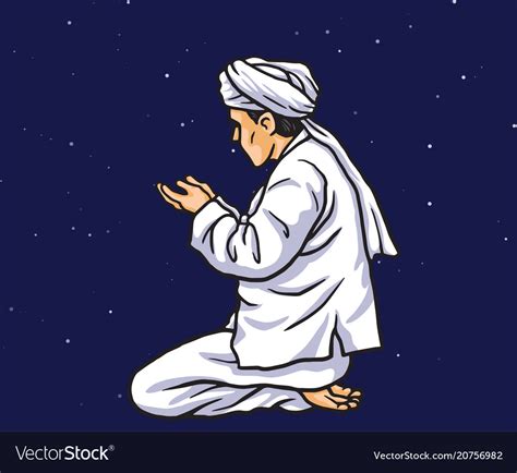 Praying In Ramadan Kareem With Stars Light Vector Image