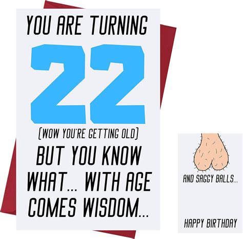 Funny Offensive Rude Sarcasm 22nd Birthday Cards For Men