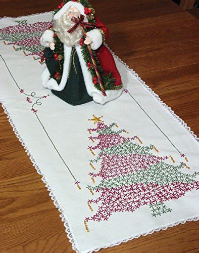 Dimensions Crafts Stamped Cross Stitch Table Runner Christmas Greens