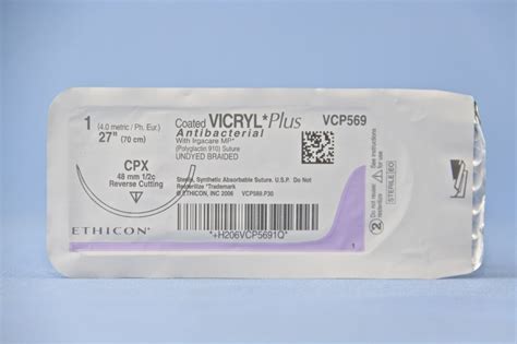 Ethicon Suture Vcp569h 1 Vicryl Plus Antibacterial Undyed 27 Cpx