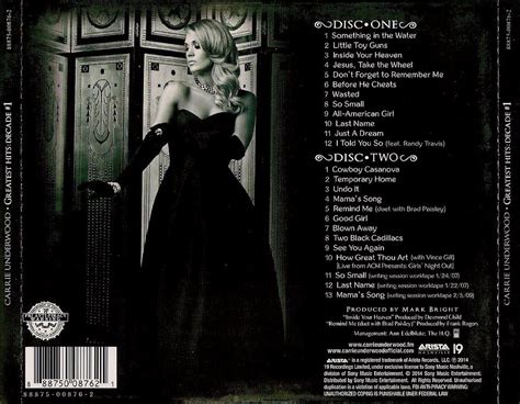Encarte Carrie Underwood Greatest Hits Decade 1 Encartes Pop