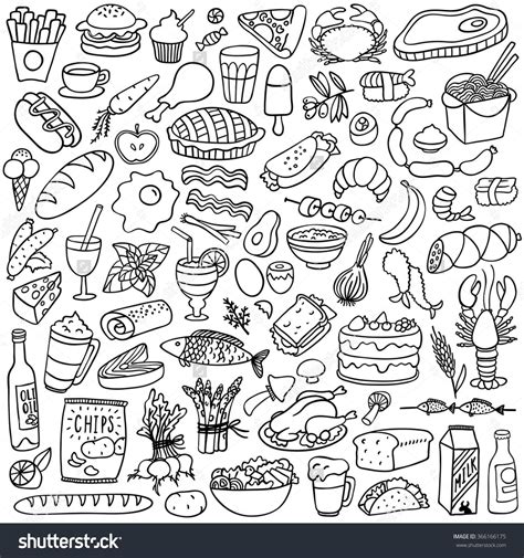 Hand drawn local food doodles stock vector illustration 276002048. food doodles set | eat | Pinterest | Doodles, Bullet and ...
