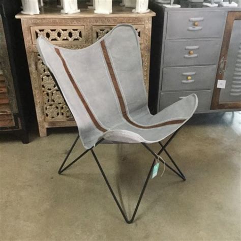 Leather And Canvas Butterfly Chair Nadeau Miami