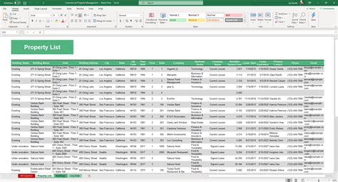 Commercial Property Management Excel Template Simple Sheets