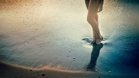 Wallpaper Sunlight Women Sea Water Sand Reflection Photography
