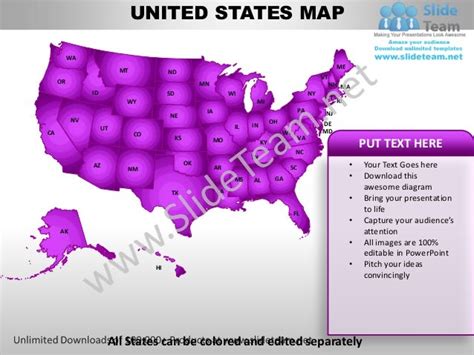 Editable United States Power Point Map With Capital And Flag Template