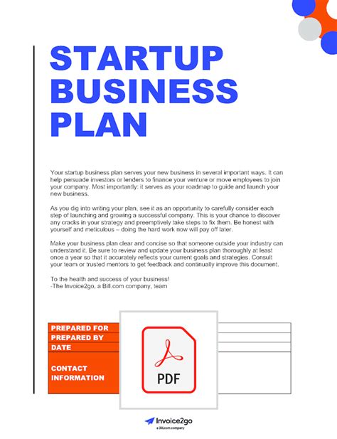 Downloadable A Startup Business Plan Template Invoice2go