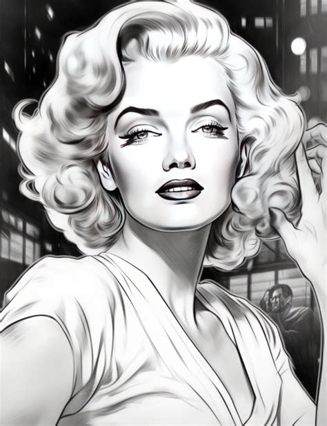 Marilyn Monroe Premium Coloring Pages Printable Hollywood Icon Adult
