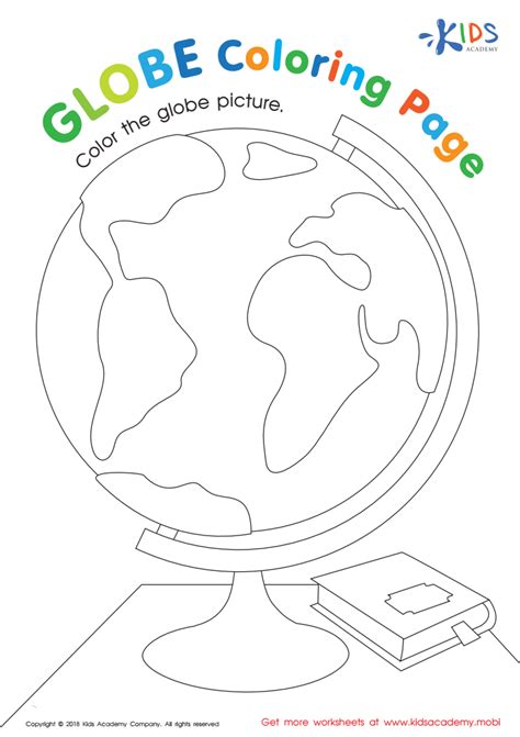Globe Coloring Page Worksheet For Kids