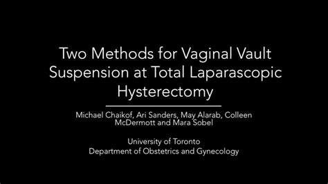 Two Methods For Vaginal Vault Suspension Cansage Videos