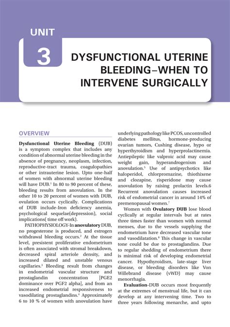 Pdf Dysfunctional Uterine Bleeding When To Intervene Surgically