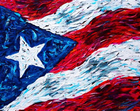 Puerto Rican Flag Patriotic Original Caribbean Acrylic Etsy