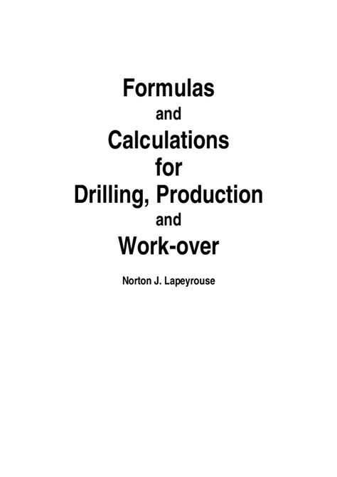Pdf Formulas And Calculations For Drilling Production And Work Over