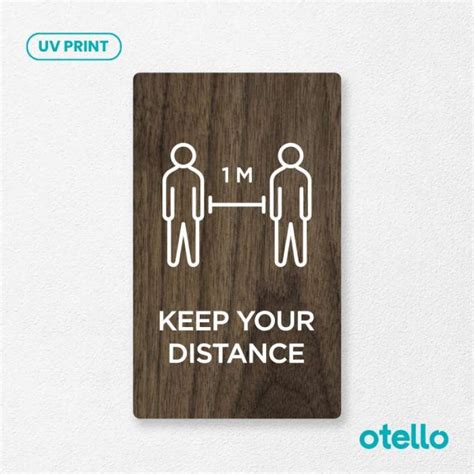 Promo Keep Your Distance Sign Board Kayu Print Signage Label Peringatan