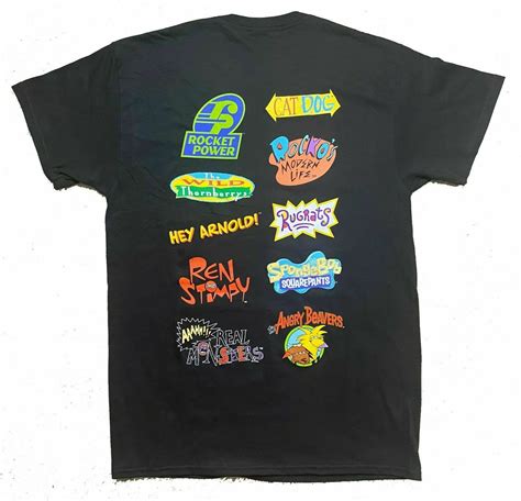 Nickelodeon 80s90s Classic Cartoon Series Characters Back Print Logo