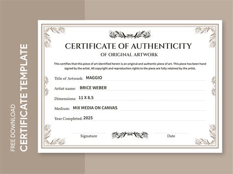 Certificate Of Authenticity Free Google Docs Template Gdoc Io