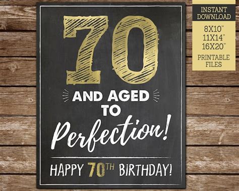 70th Aged To Perfection Birthday Sign For Men Aged To Etsy