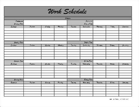 Monthly Employee Schedule Template