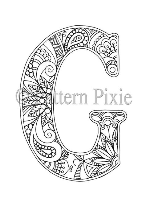 For adults and older teens, they're a fantastic stress reliever, and a carefree activity to. Adult Colouring Page Alphabet Letter G