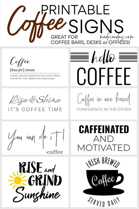 Perky Free Printable Coffee Signs For Your Bar Made In A Day