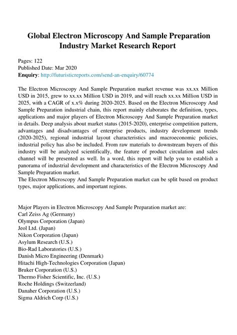 Ppt Globalelectronmicroscopyandsamplepreparationmarkets