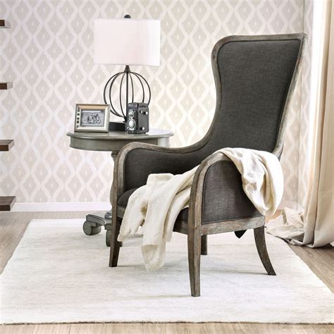 Furniture Of America Lysa Rustic Grey Wingback Accent Chair Walmart