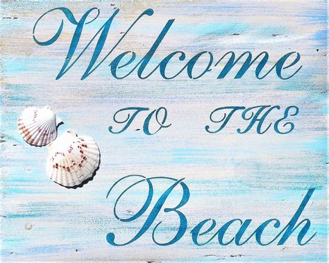 Welcome To The Beach Pastel Wood Sign Soft Blue And Sand Beach