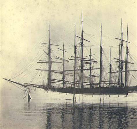 Four Masted Schooner William F Garms At Anchor Puget Sound Port