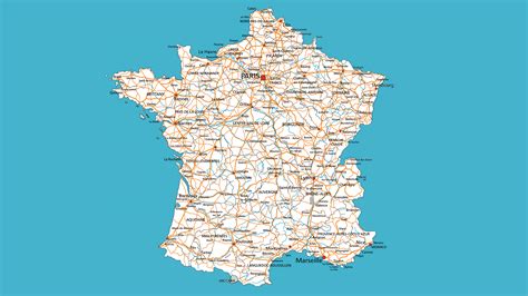 Francia se encuentra en europa y su código de país es fr (su código de 3 letras es fra). Mapa-Carreteras-Francia