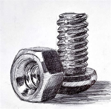 Drawing Nuts And Bolts Timed Sketching Exercise