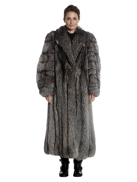 Womens Indigo Fox Fur Full Length Coat Xl Estate Furs