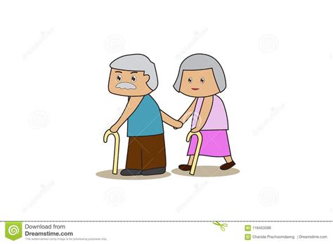 Happy Old Couple Holding Hands Cartoon Vector 64539527