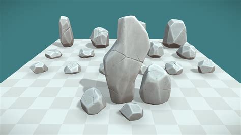 Stylized Rocks With Cracks 3d Model By Maksim Batyrev C3posw01