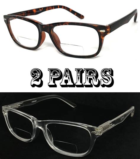 1 or 2 pairs clear bifocal reading glasses retro rectangular frame spring temple ebay