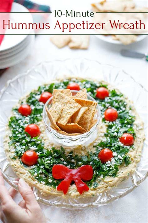 Easy Christmas Appetizer Hummus Wreath Two Healthy
