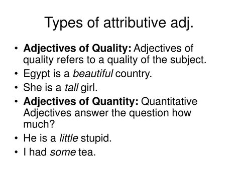 Examples of adjectives of quality. PPT - Adjectives in English Definition of adjective? PowerPoint Presentation - ID:604493