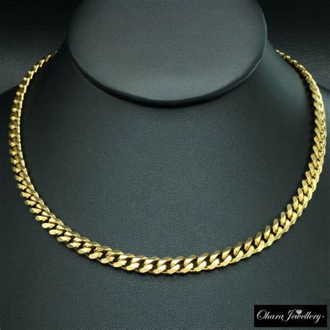 18ct Yellow Gold Stainless Steel Heavy 6mm Curb Cuban Link Mens Chain