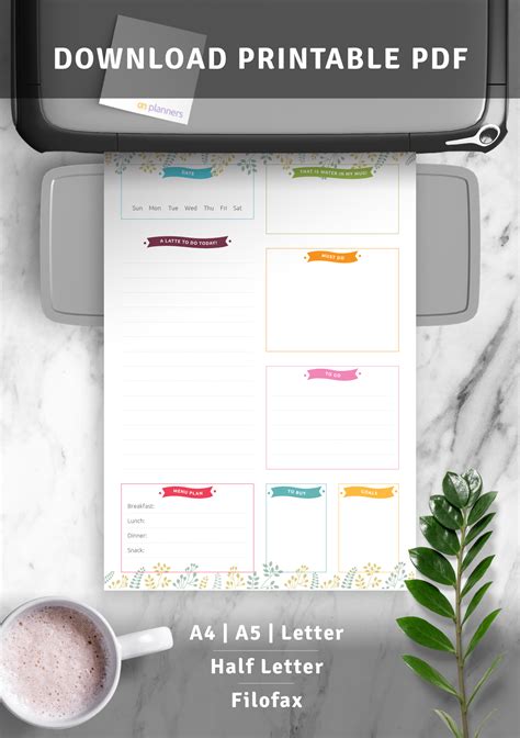 Download Printable Undated Colorful Daily Planner Pdf