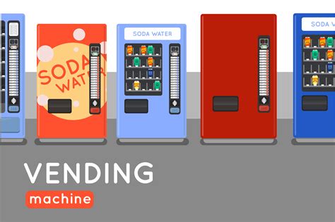 Six Vending Machine Flat Design Custom Designed Graphic Objects