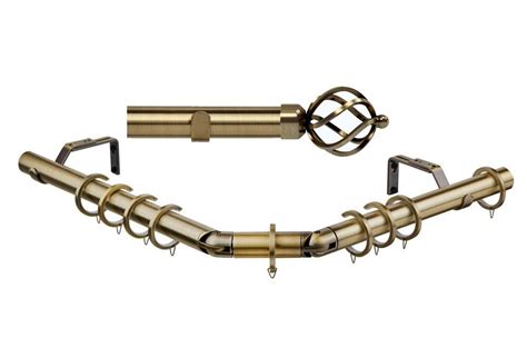 Speedy 28mm Cage 3 Sided Bay Window Curtain Pole Antique Brass