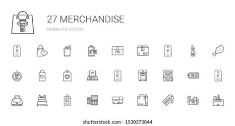 Merchandise Icons Set Collection Merchandise Supermarket Stock Vector
