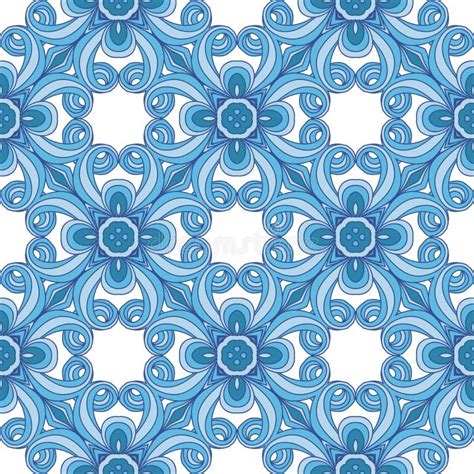 Arabesque Seamless Pattern In Blue And Turquoise Stock Vector