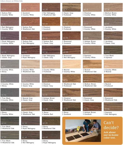 Hardwood Stain Color Chart Acs Wood Floors