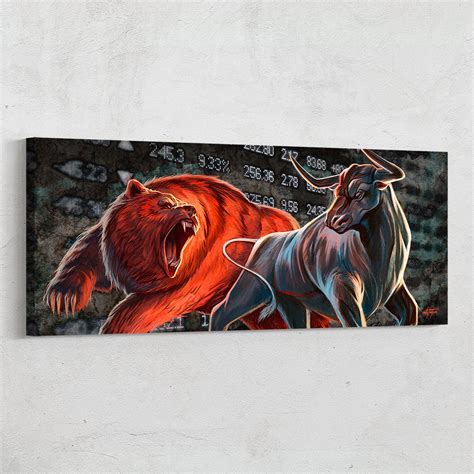 Stunning Bull And Bear Canvas Wall Art The Perfect Stock Investors