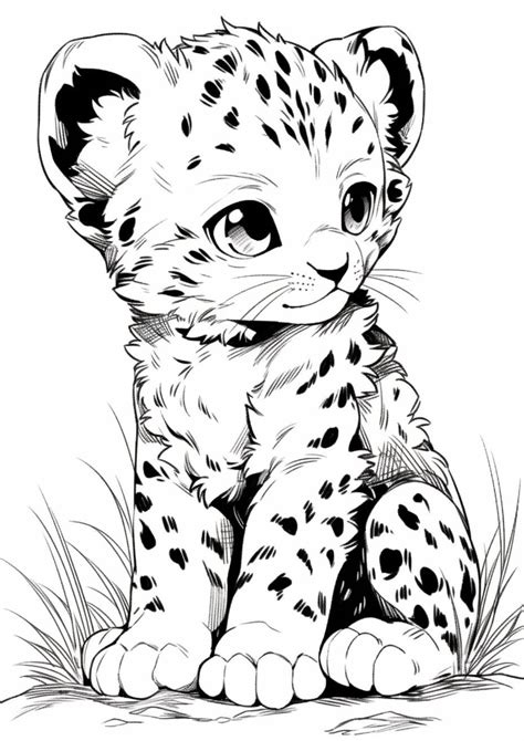 Baby Leopard Coloring Pages